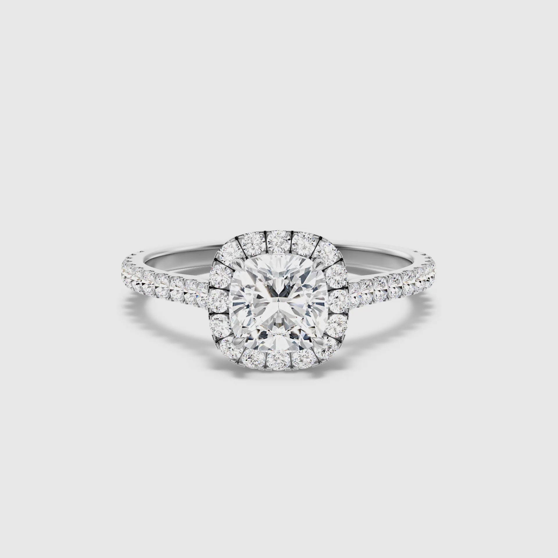 Dawn Cushion Cut Halo Pave Lab Grown Engagement Ring