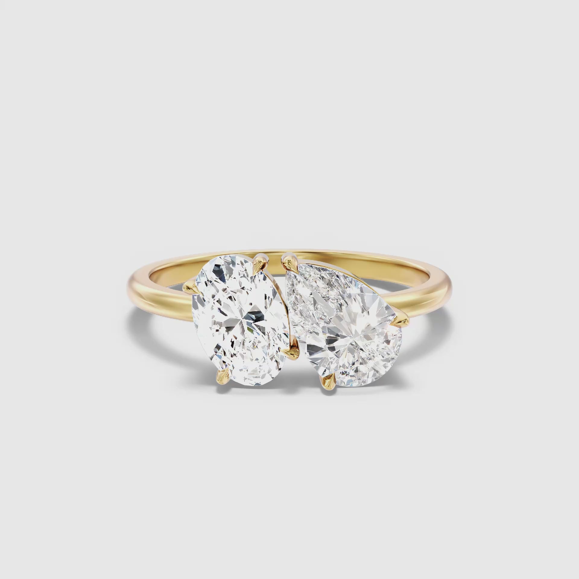 Dorian Toi Et Moi Ring With Oval and Pear Two Stone Lab Grown Diamond